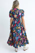 Retro Floral Printed Split Neck Maxi Dress